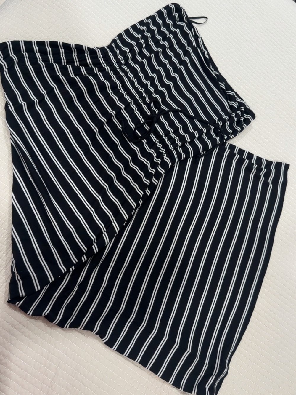 J.Crew Strapless Maxi Dress XS Black White Striped Drawstring